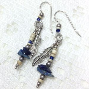 Vintage Authentic Sterling Silver Feather Earring